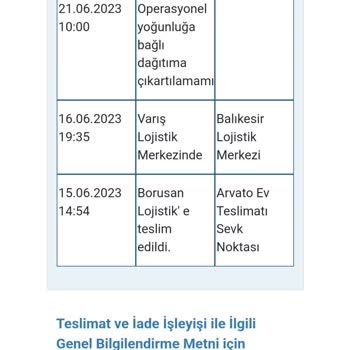 Borusan Lojistik Teslim Edilmeyen Ürün
