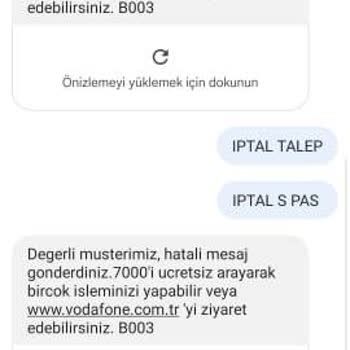 Vodafone Sosyal Medya Paketi İptali