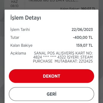 Steam İlgim Ve Alakam Olmadan İznim Haricinde Banka Hesabımdan Para Çekildi