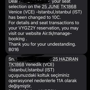 THY Nin 4 Yaşındaki Oğlumu Farklı Koltuğa Oturmaya Zorlaması