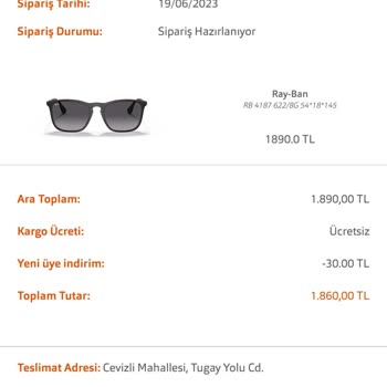 Atasun Optik'ten Verdiğim Sipariş Hala Kargoya Verilmedi