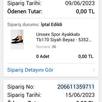 N11 Spor Ayakkabı Bilgim Dışında İptal Edildi