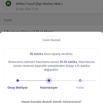 GetirYemek Müşteriye Cevap Vermemek, Uygulamanın Çalışmaması, Yanlış Çalışması.