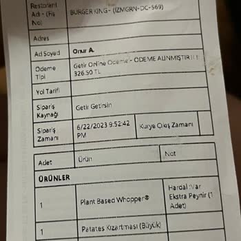 Burger King'in Özensiz Siparişi