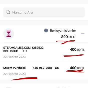Steam QNB Finansbank Kredi Kartımdan Bilgim Dışında Çekilen 800 TL