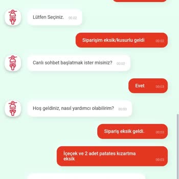 Tıkla Gelsin Bursa Popeyes Eksik Sipariş Gönderimi