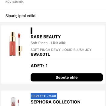Sephora Ürün Temin Edilmemesi-verilen İndirimin Kullanılamaması