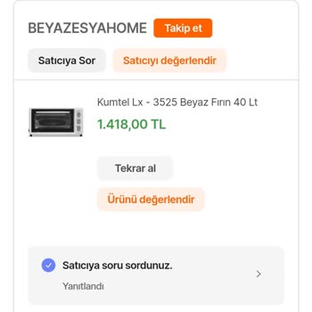 Hepsiburada.com Kumtel Fırınımdan Hala Haber Yok