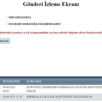 Kuryenet Kartımı Teslim Etmiyor. Bilgide Vermiyor