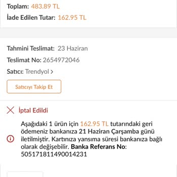 Trendyol Ürünün İptal Edilmesi