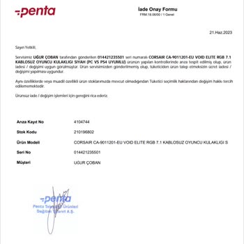 Corsair Değişim Sürecindeki Cihaz