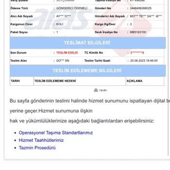 Aras Kargo Kargom Bana Değil Başkasına Teslim Edildi