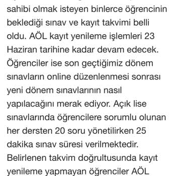 Milli Eğitim Bakanlığı (MEB) Açık Öğretim Lise Kayıt Yenileme 23Haziran