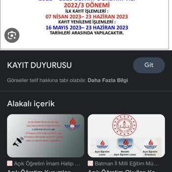 Milli Eğitim Bakanlığı (MEB) Açık Öğretim Lise Kayıt Yenileme 23Haziran