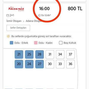 Güney Akdeniz Seyahat  Satın Aldığım Biletin Seyahat Rotası Ve Saati Hakkında