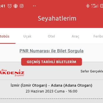Güney Akdeniz Seyahat  Satın Aldığım Biletin Seyahat Rotası Ve Saati Hakkında