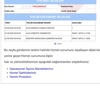 Aras Kargo Kapıda Ödeme Ş.