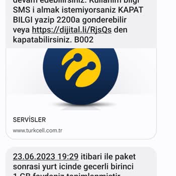 Turkcell İnternet Kotamı Kendi Sildi