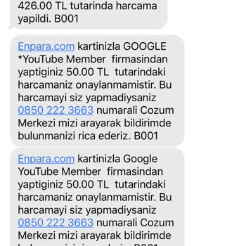 YouTube Üyeliğim Olmayan Sanal Yerlerden Kredi Kartımdan Para Çekildi