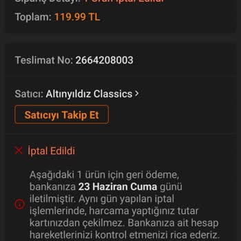 Trendyol Siparişim İptal Ediliyor Ve Sadece Otomatik Özür Cevabı