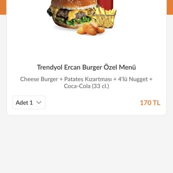 Trendyol Ercan Burger Eksik Ürün Gönderme