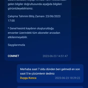 Comnet İnternet Kesintisi Ve Sorunun Çözülmemesi