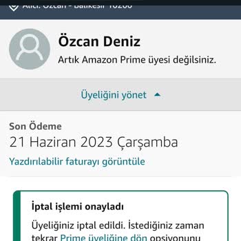 Amazon Bilgim Dışında Kredi Kartından Üyelik Harcama Kesintisi