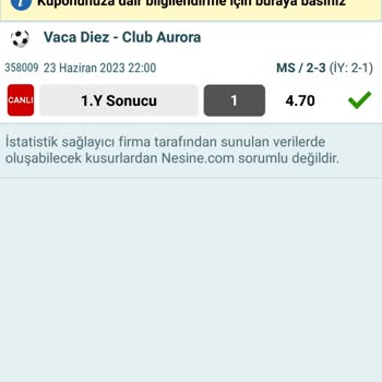 Nesine Vacadiez_clup Aurora Maçında Kuponum Tuttu Ama Para Hesabıma Yatırılmadı
