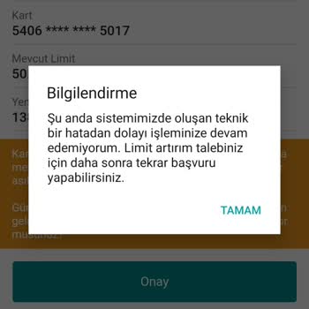 Garanti BBVA Limit Arttırma Sorunu