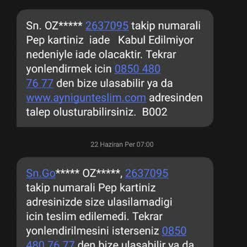 AGT Kurye Firması 2637095 Teslimat Kodlu Gönderimimi Nisan Ayından Bu Yana Yapmamaktadır.