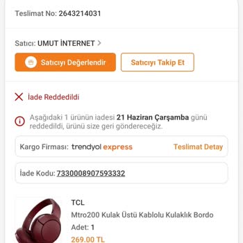Umut İnternet Hizmetleri TCL Kulaklık İade Sorunu