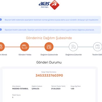 Aras Kargo-Çamlıca Şubesi Kargomu Getirmedi
