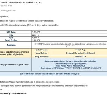 Türk Telekom Haksız Bedel, Ve Kabul Ettikleri Bedeli İptal Etmiyorlar.