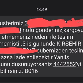 Kırşehir Aras Kargo Kargomu Getirmedi