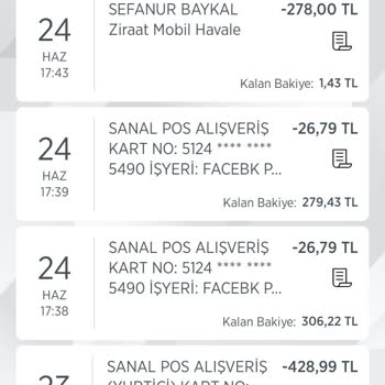 Facebook Payment Paramı Çekmiş İzinsiz