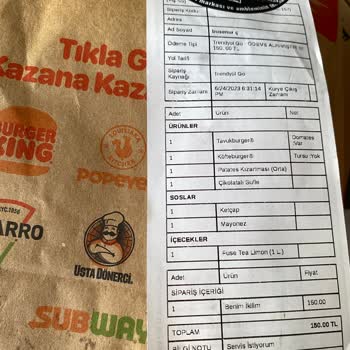 Burger King Eksik Ürün Siparişi
