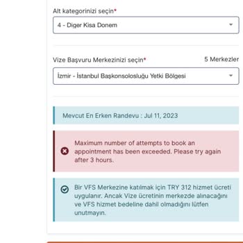 VFS Global Site Hata Veriyor