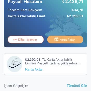 Paycell Hazır Limit Kullandım, Param Kartıma Geçmedi