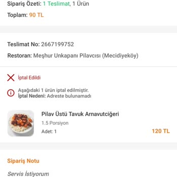 Trendyol Yemek Teslim Edilmeyen Ve Ücret İadesi Yapılmayan Sipariş.