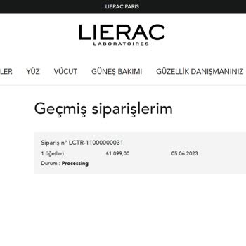 Kargolanmayan Ve Geri Dönüş Alınamayan Lierac Siparişi