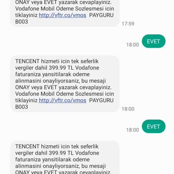 Tencent Games Türkiye Ve Vodafone Bilgi Dışında Ücret Çekimi