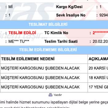 Aras Kargo Bütün Kargo Firmalarının Teslimat Yaptığı Yere Aras Teslimat Yapmıyor