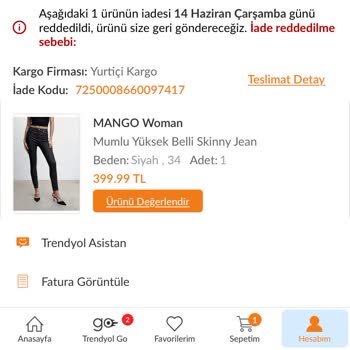 Mango Teslim Alınan Ürün İade Edilmedi