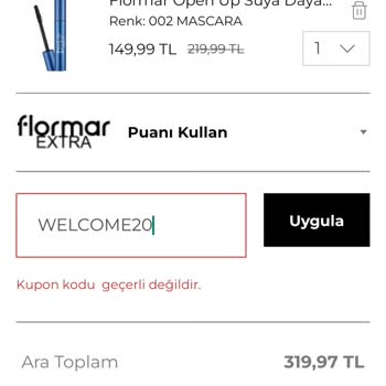 Flormar Uygulamada Kod Kullanılmıyor