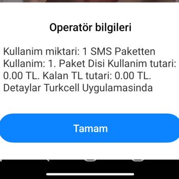 Turkcell Operatör Bilgilendirme Mesajı
