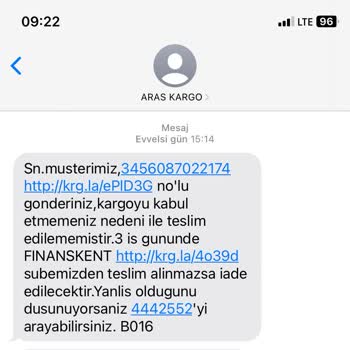 Aras Kargo Finanskent Şubesi Kargo Getirmiyor Telefona Cevap Vermiyor