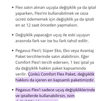 Pegasus, Comfort Bilete, Değiştirme İçin Ek Ücret Alıyor