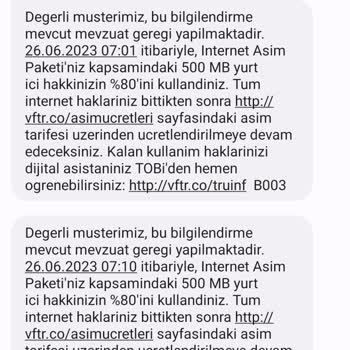 Vodafone Haber Vermeden Paket Aşımı Uyguluyor