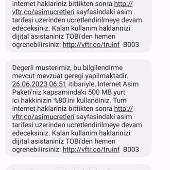 Vodafone Haber Vermeden Paket Aşımı Uyguluyor