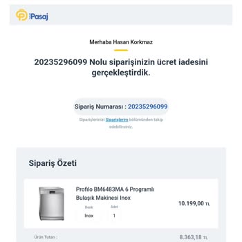 Turkcell Pasaj Herhangi Bir Bilgilendirme Yapılmaksızın Sipariş İptali